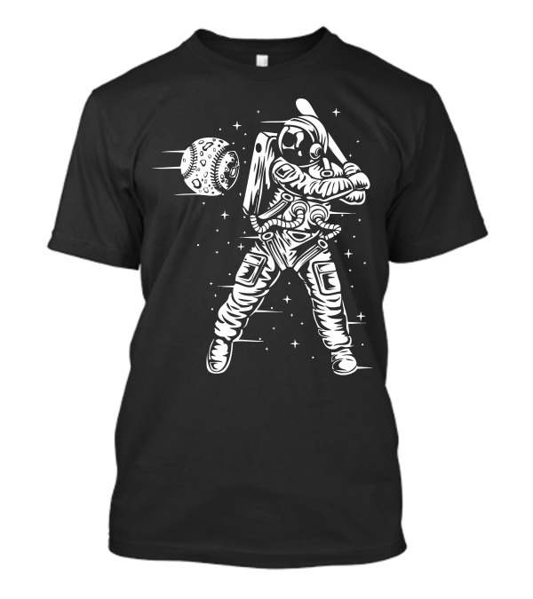 Space Astronaut Hitting Moon Baseball T-Shirt