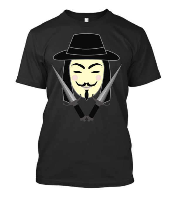 V For Vendetta Mask With Crossed Swords Iconic T-Shirt