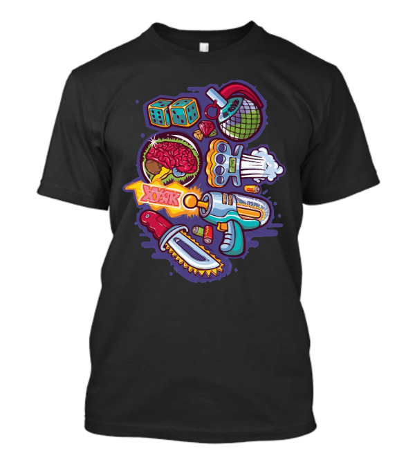 Konstantin Shalev Brain Grenade Dice Knife Ray Gun Pop Art Icons T-Shirt
