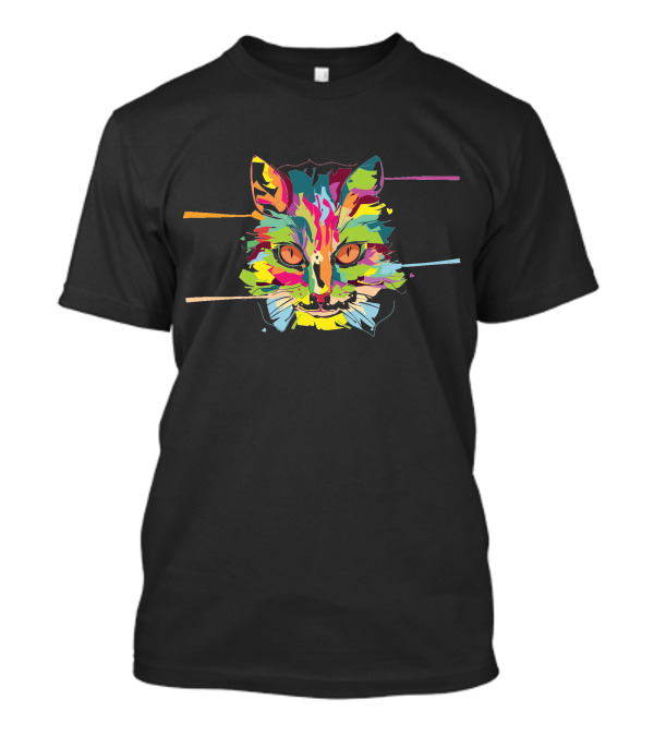 Colorful Cat Vibrant Multicolor Kitty Face T-Shirt