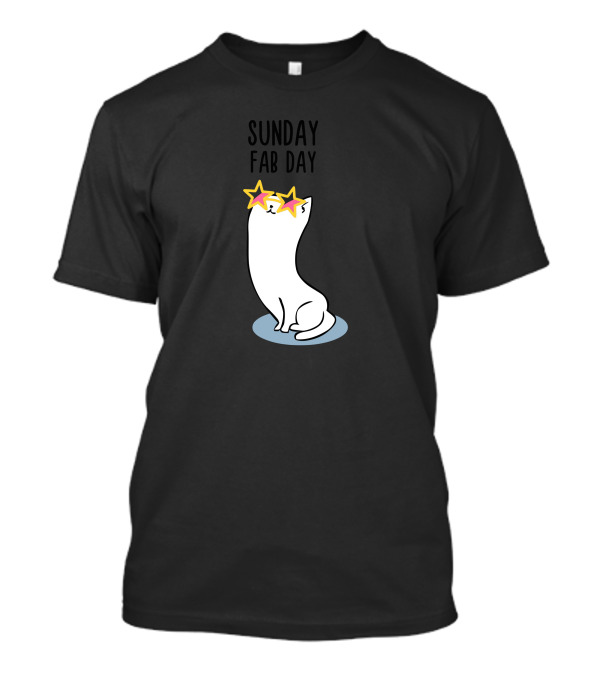 Sunday Fab Day Cat With Star Sunglasses T-Shirt