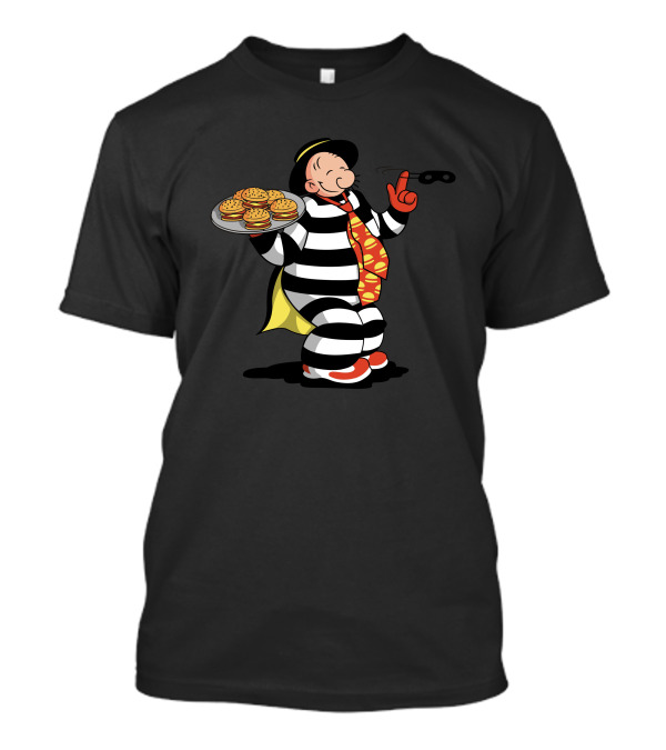 Theft Burglar Hold Burgers Stripes Mask Cape T-Shirt