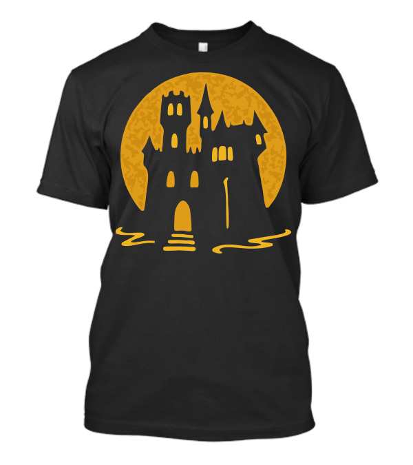 Castle With Full Moon Background T-Shirt
