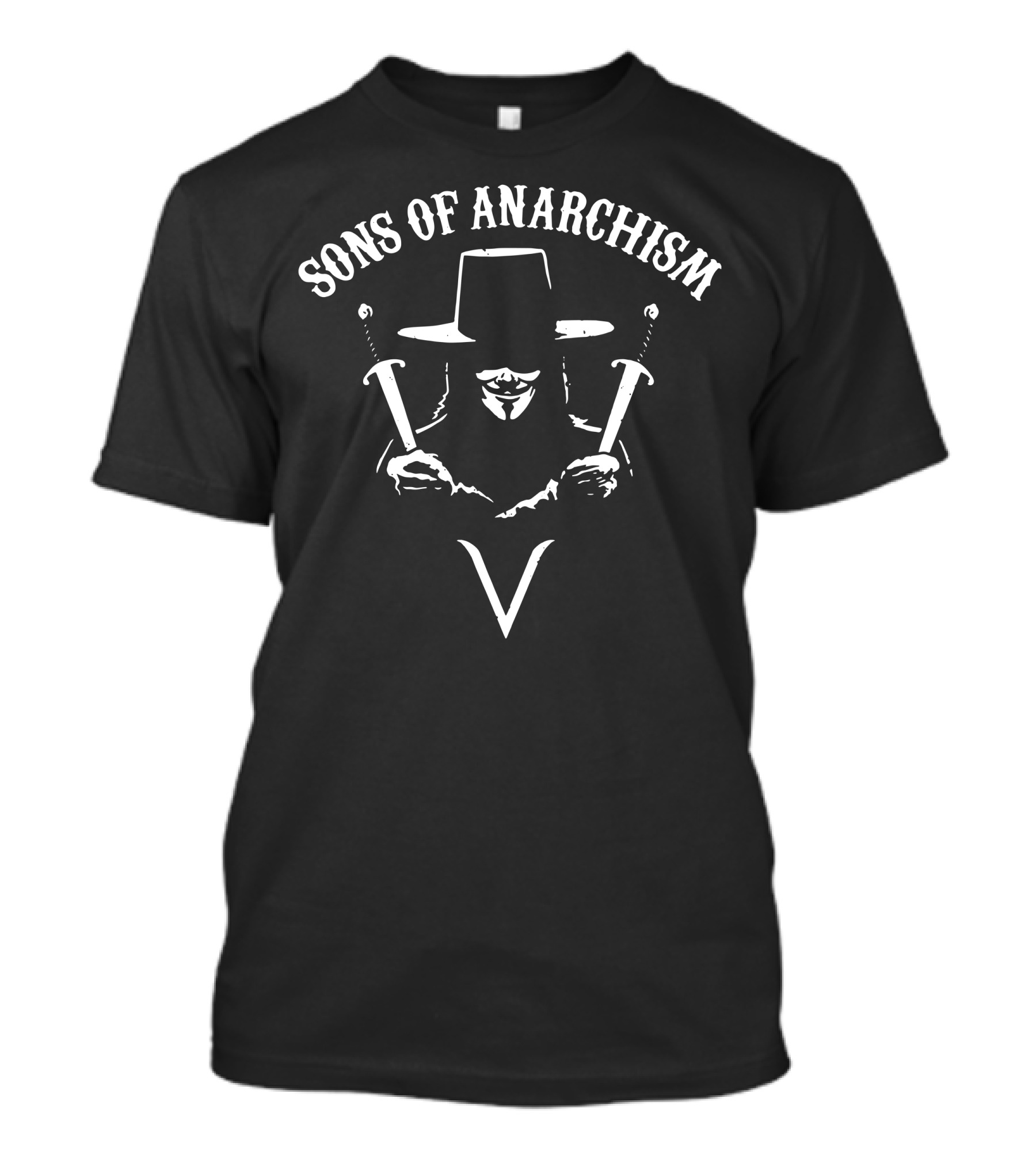 Sons Of Anarchism V For Vendetta Symbol Dual Swords Mysterious Figure T-Shirt