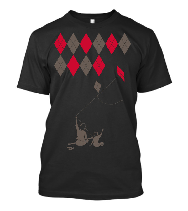 Argyle Kite Pattern With Family Flying Kites T-Shirt