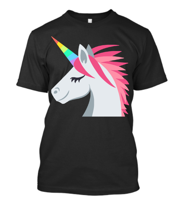 Cute Unicorns Head With Rainbow Horn And Pink Mane T-Shirt