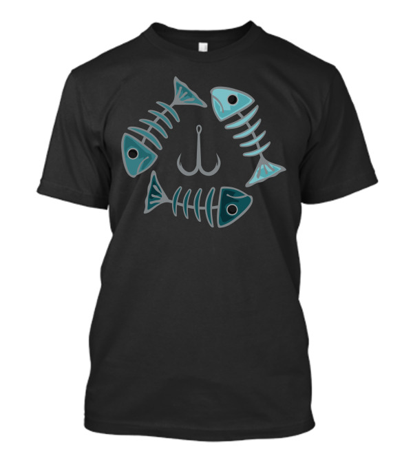 Dead Fish Triangle Grey Hook Fishbone Circle T-Shirt