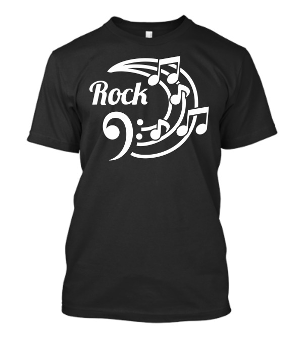 Rock Music Notes Swirl With Bass Clef T-Shirt