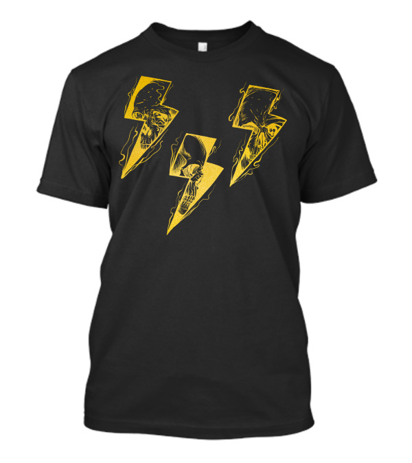 Lightning Skull Trio Gold T-Shirt