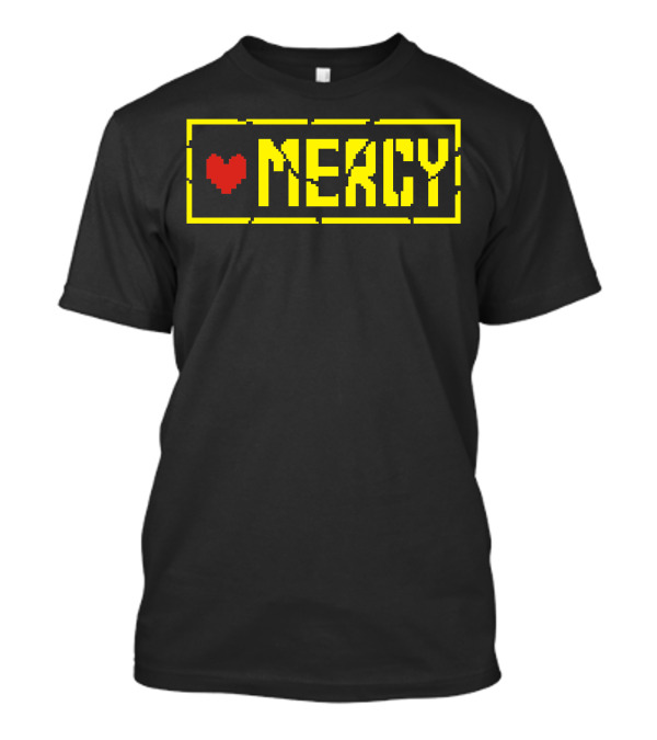 Heart Mercy Pixelated Block Style With Yellow Frame T-Shirt