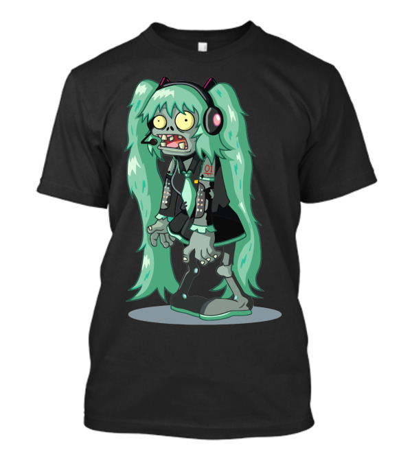 Miku Zombie Anime Undead Vocaloid Character With Long Hair And Headset T-Shirt
