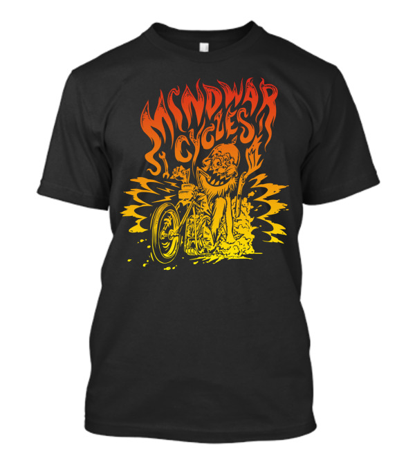 Mindwar Cycles Rider On Flaming Motorcycle T-Shirt