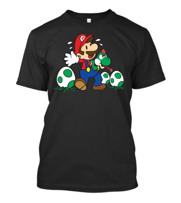 Mario Alien Fun With Yoshi And Eggs T-Shirt