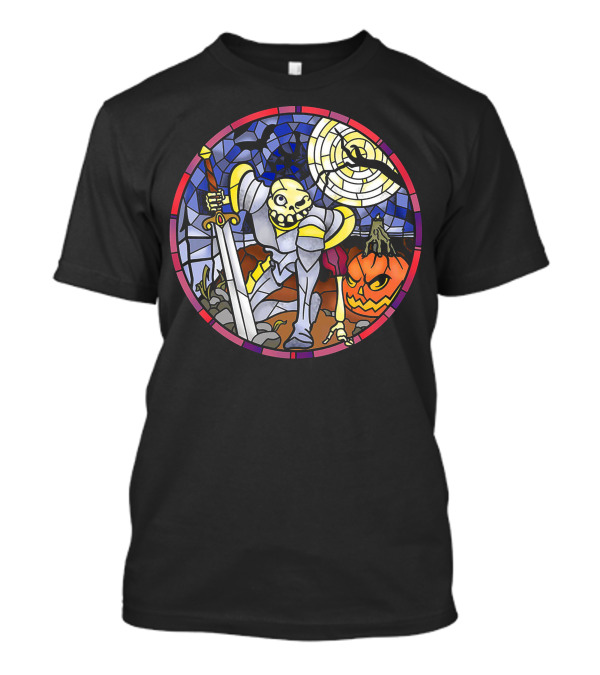 MediEvil Sir Daniel Fortesque Stained Glass Design Halloween Adventure T-Shirt