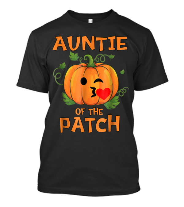 Auntie Of The Patch Pumpkin Family Winking Heart Kiss Face T-Shirt