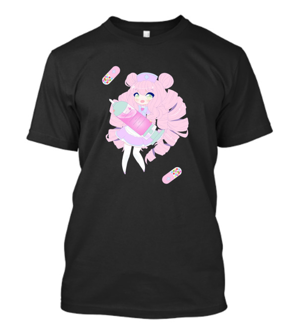 Pastel Nurse Kawaii Anime Girl With Syringe And Band-Aids T-Shirt