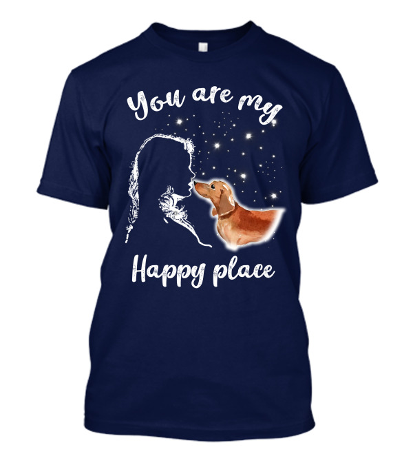 RD Dachshund You Are My Happy Place Silhouette And Stars T-Shirt
