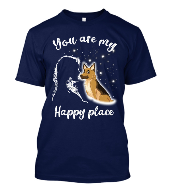 You Are My Happy Place RD German Shepherd Dog Silhouette And Stars T-Shirt