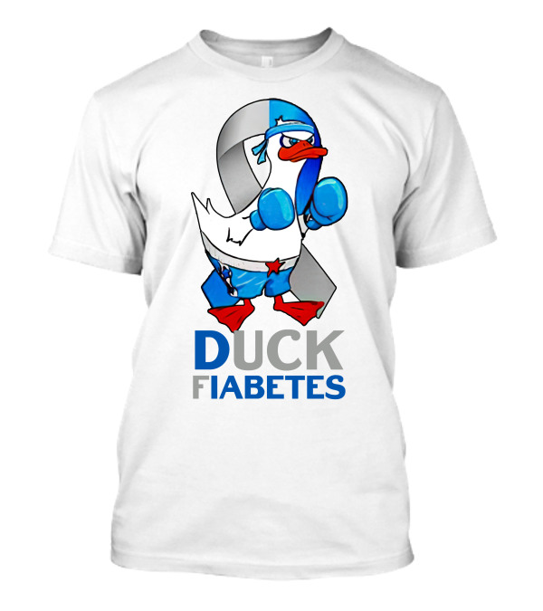 Duck Fiabetes Boxing Ribbon Cartoon T-Shirt