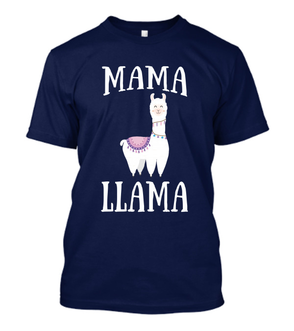 MAMA LLAMA Whimsical Llama Illustration With Colorful Blanket And Beads T-Shirt