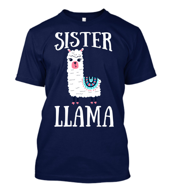 SISTER LLAMA Cute Llama With Colorful Blanket T-Shirt