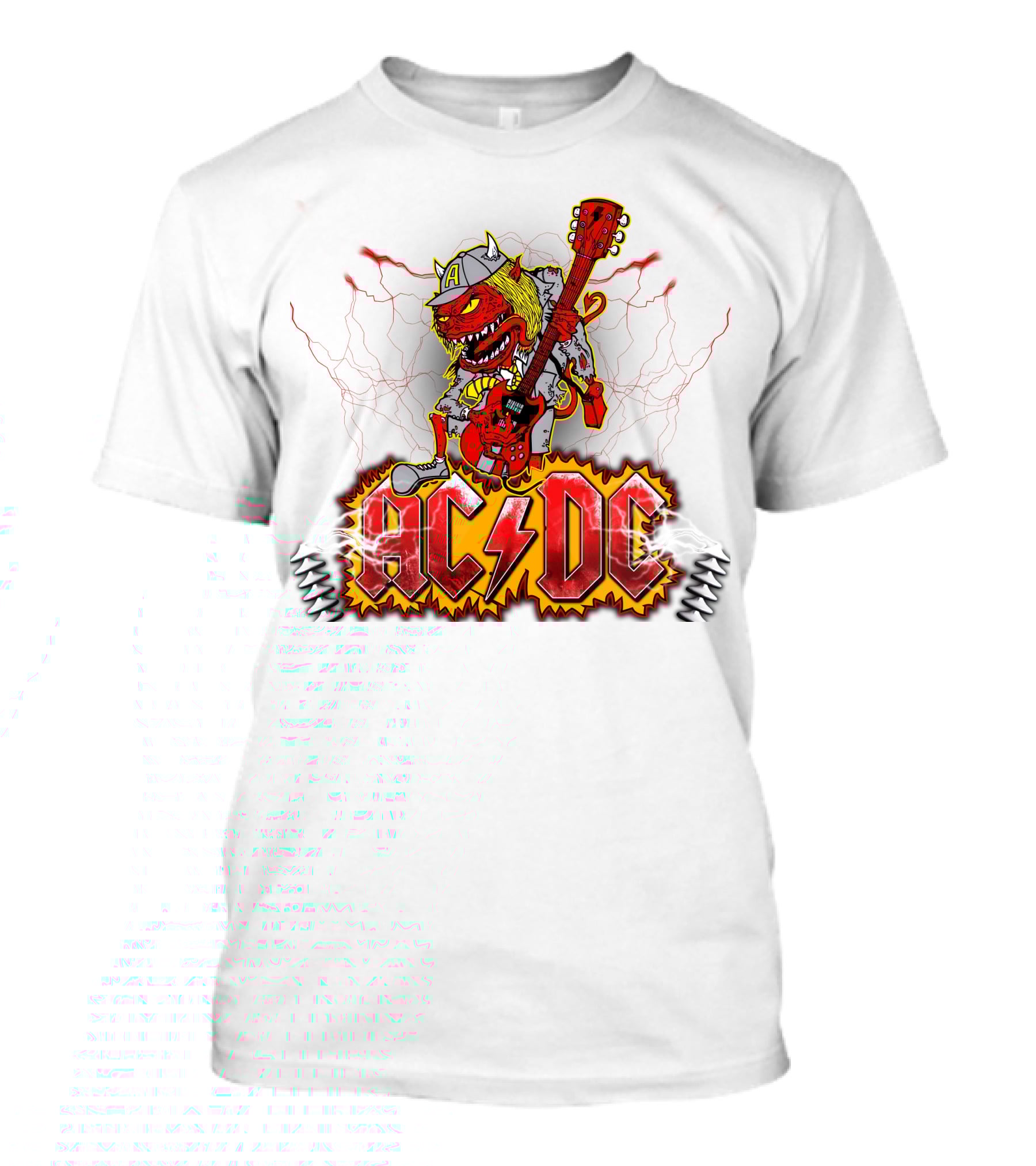 AC DC Fan Logo With Rock Devil Playing Guitar T-Shirt