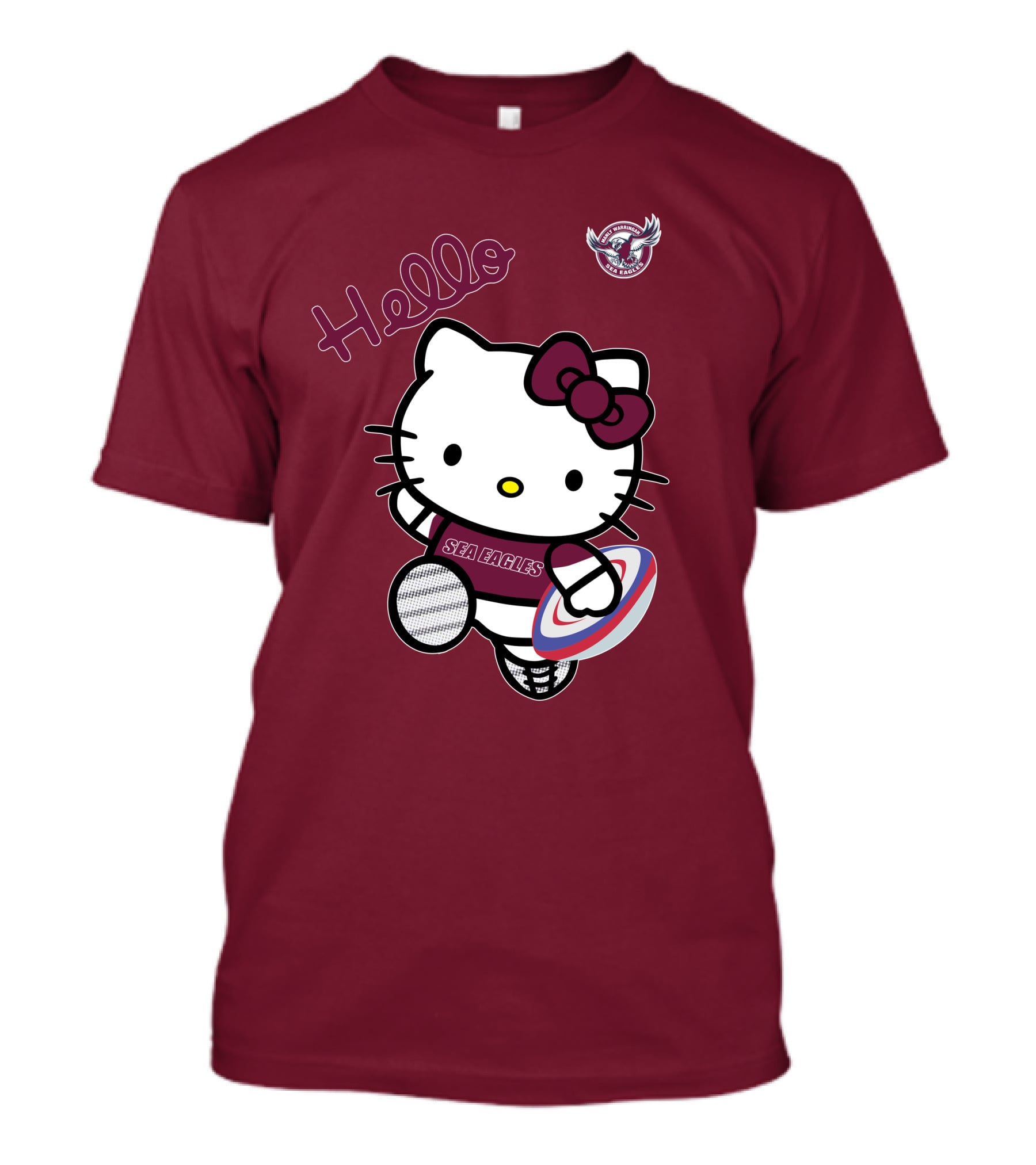 NRL1007 Manly Warringah Sea Eagles Hello Kitty Rugby Fan T-Shirt