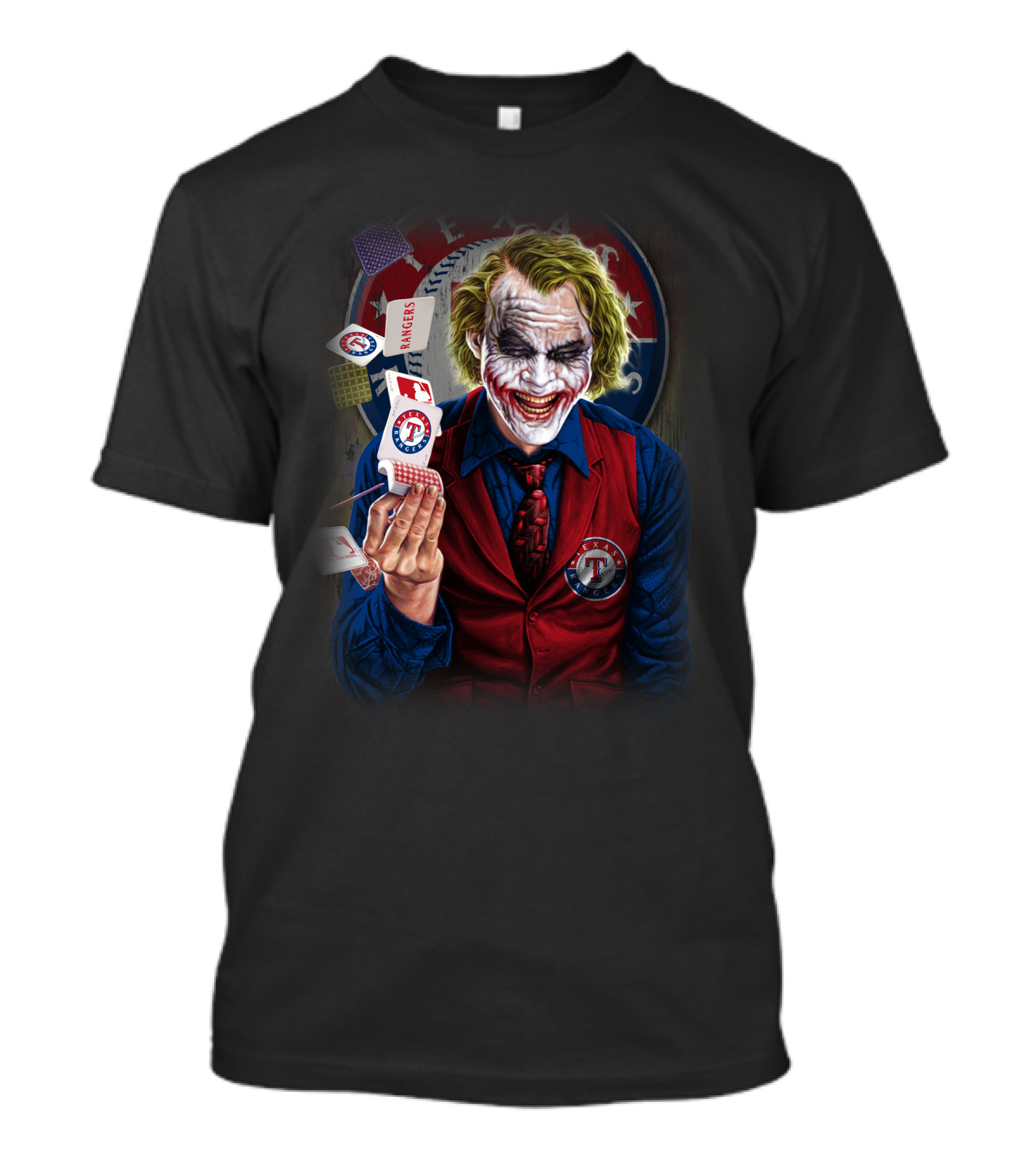 Texas Rangers Joker Playing Cards Iconic Clown Face T-Shirt