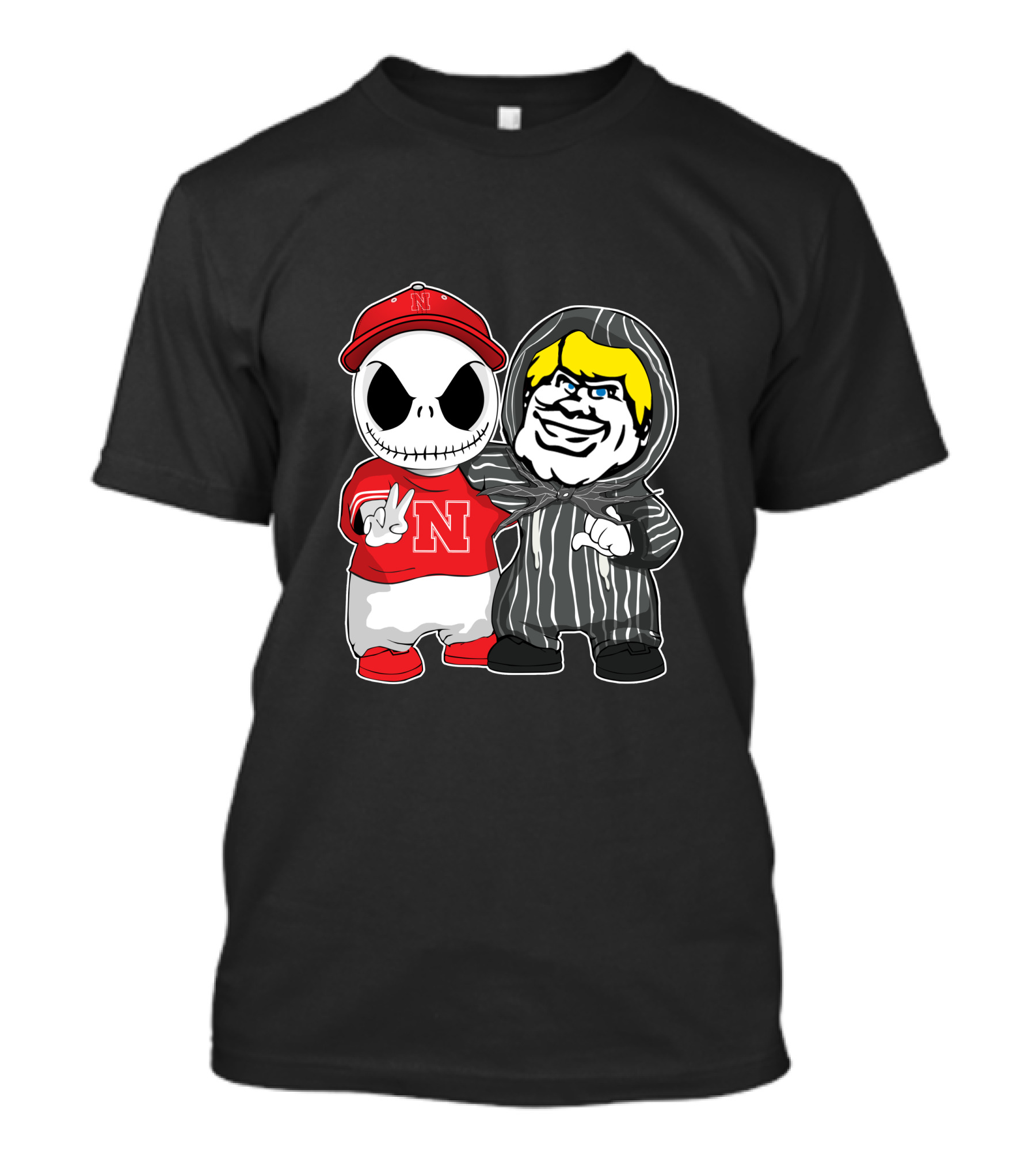 Nebraska Cornhuskers Jack Skellington With Freddy Krueger Style Character T-Shirt