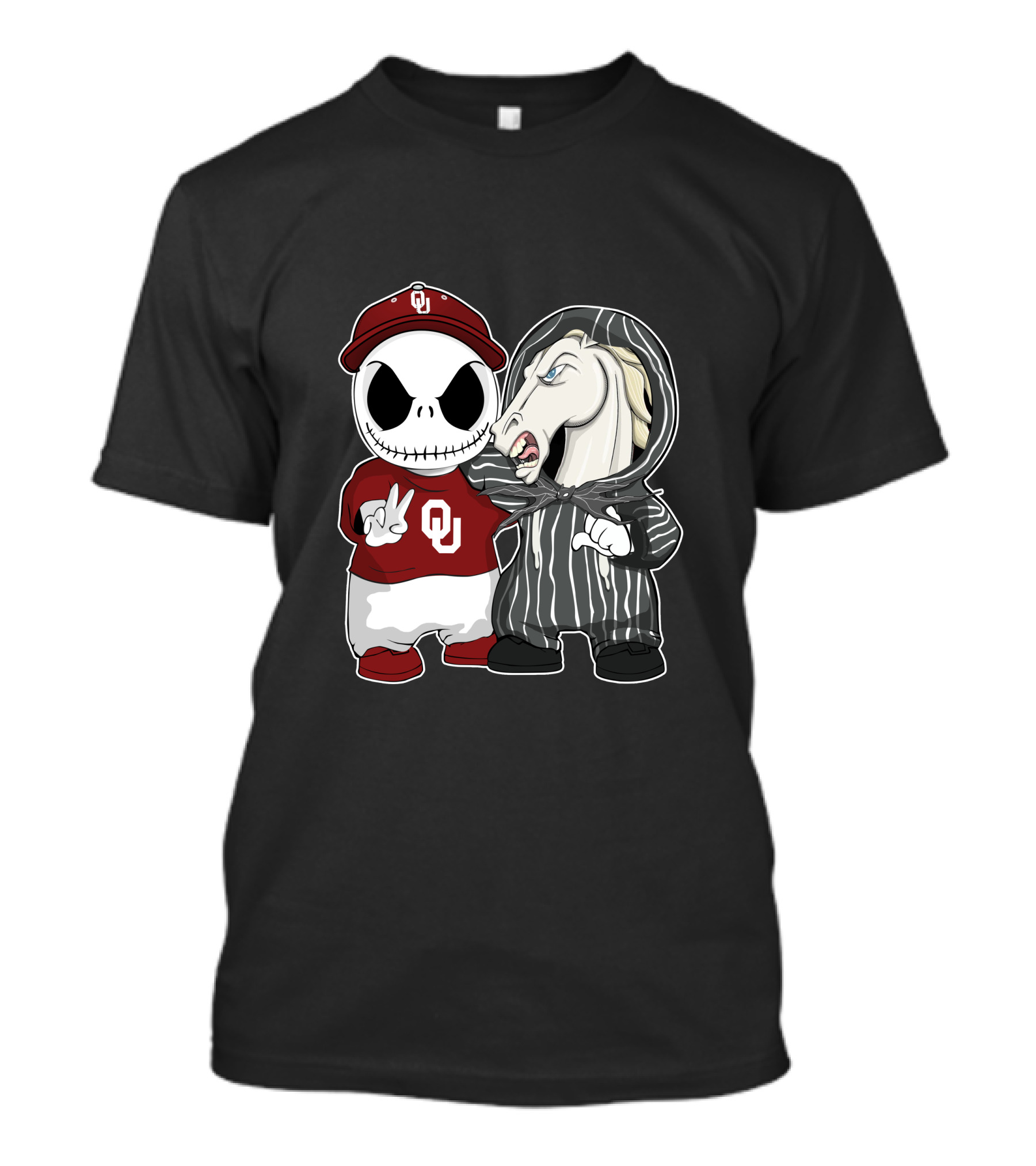 Oklahoma Sooners Jack Skellington And Nightmare Horse Team-Up T-Shirt