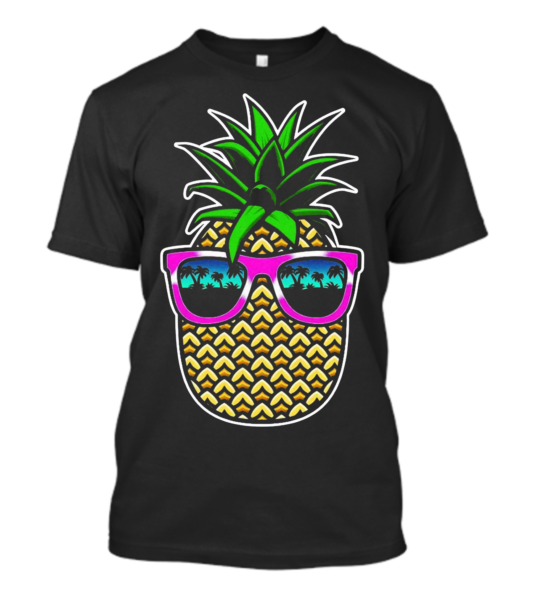 Pineapple Cool Retro Sunglasses Paradise Palm Trees T-Shirt