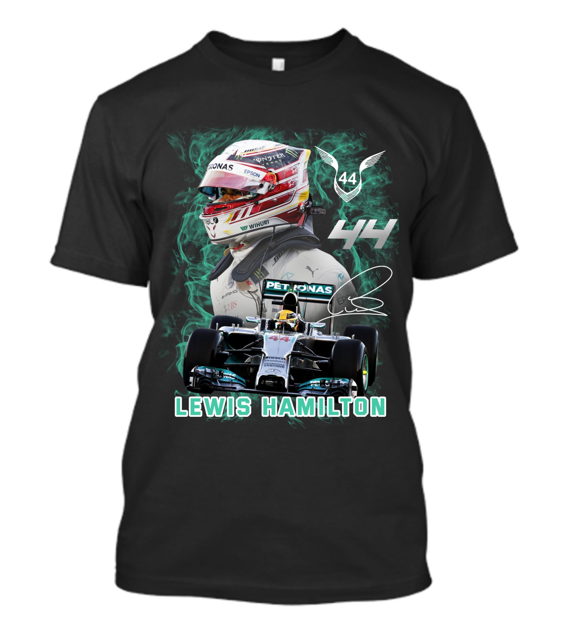Lewis Hamilton 44 Mercedes Formula One Racing Helmet And Car Collaboration T-Shirt