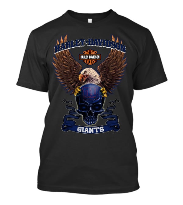Harley Davidson Motorcycles Ny Giants Eagle Skull Giants T-Shirt