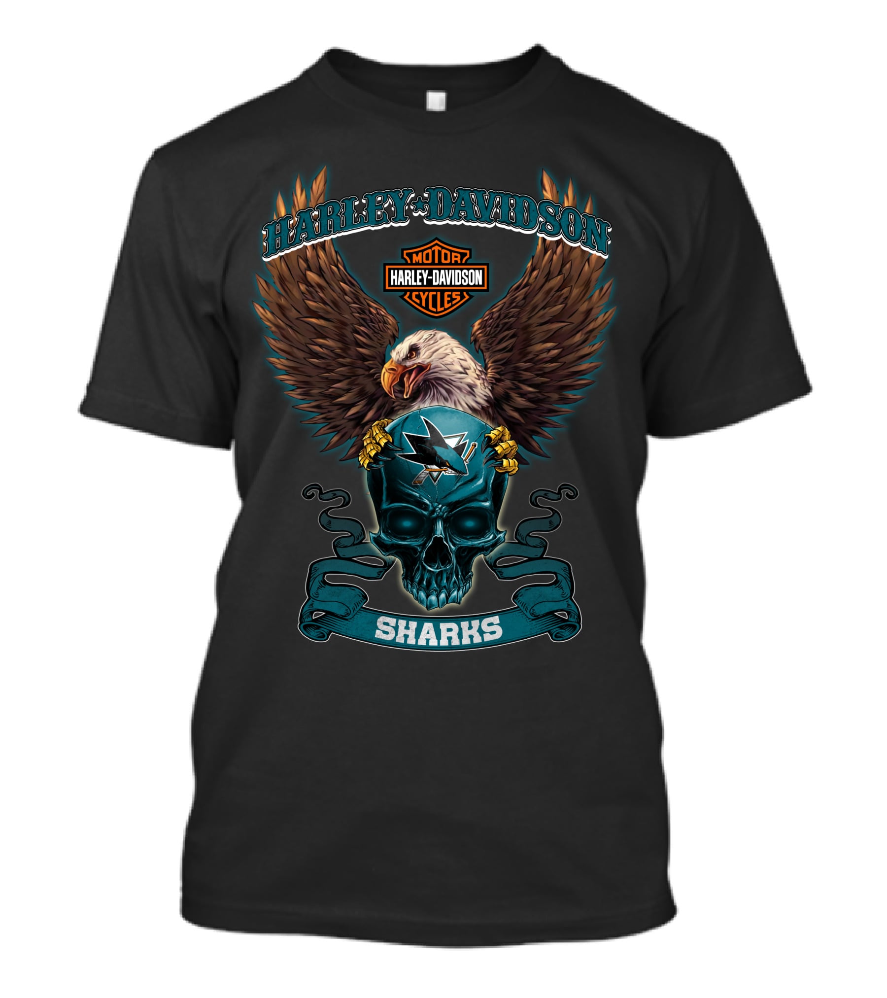 Harley Davidson Cycles Eagle San Jose Sharks T-Shirt