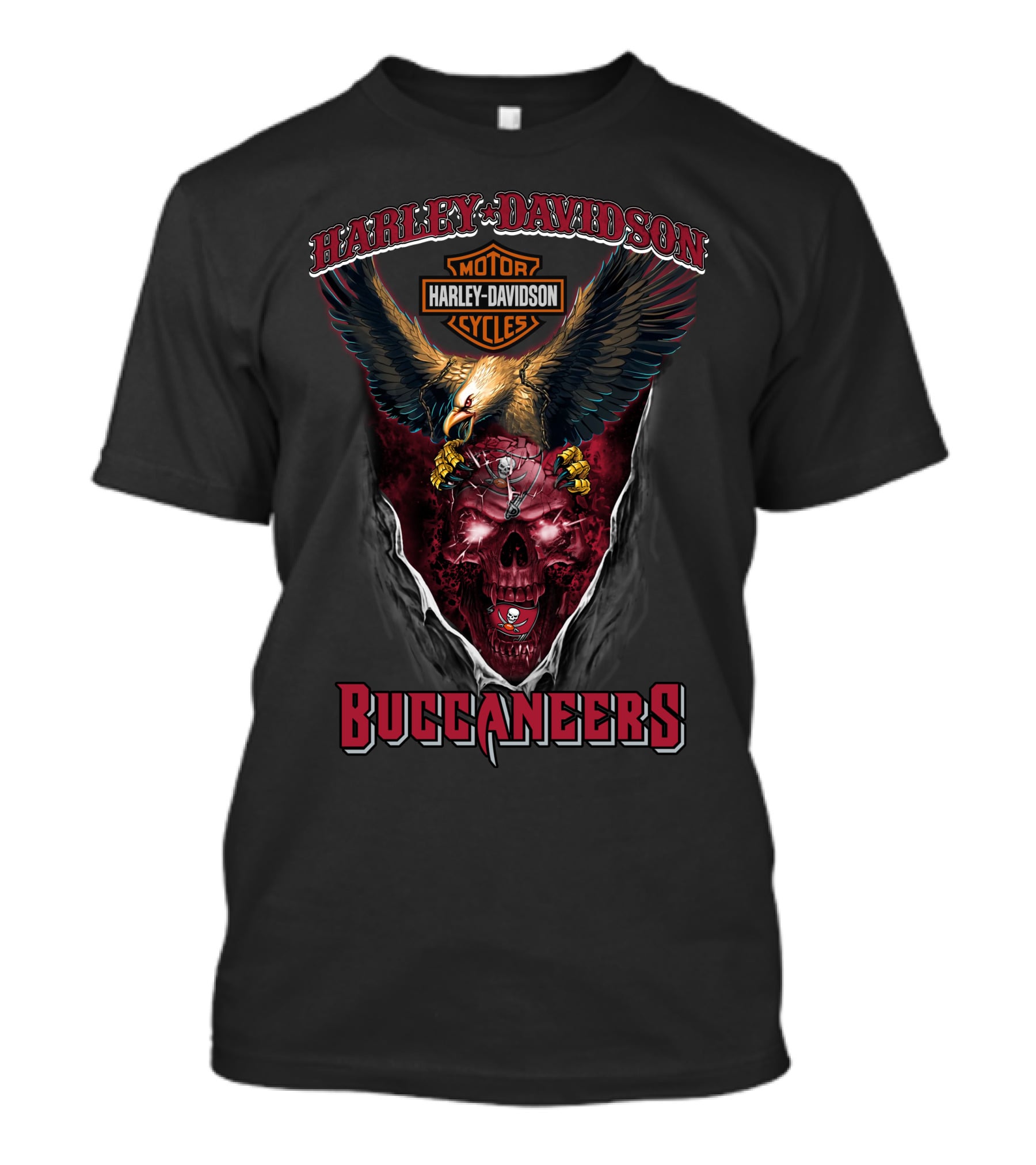 Harley Davidson Cycles Tampa Bay Buccaneers Eagle And Skull T-Shirt