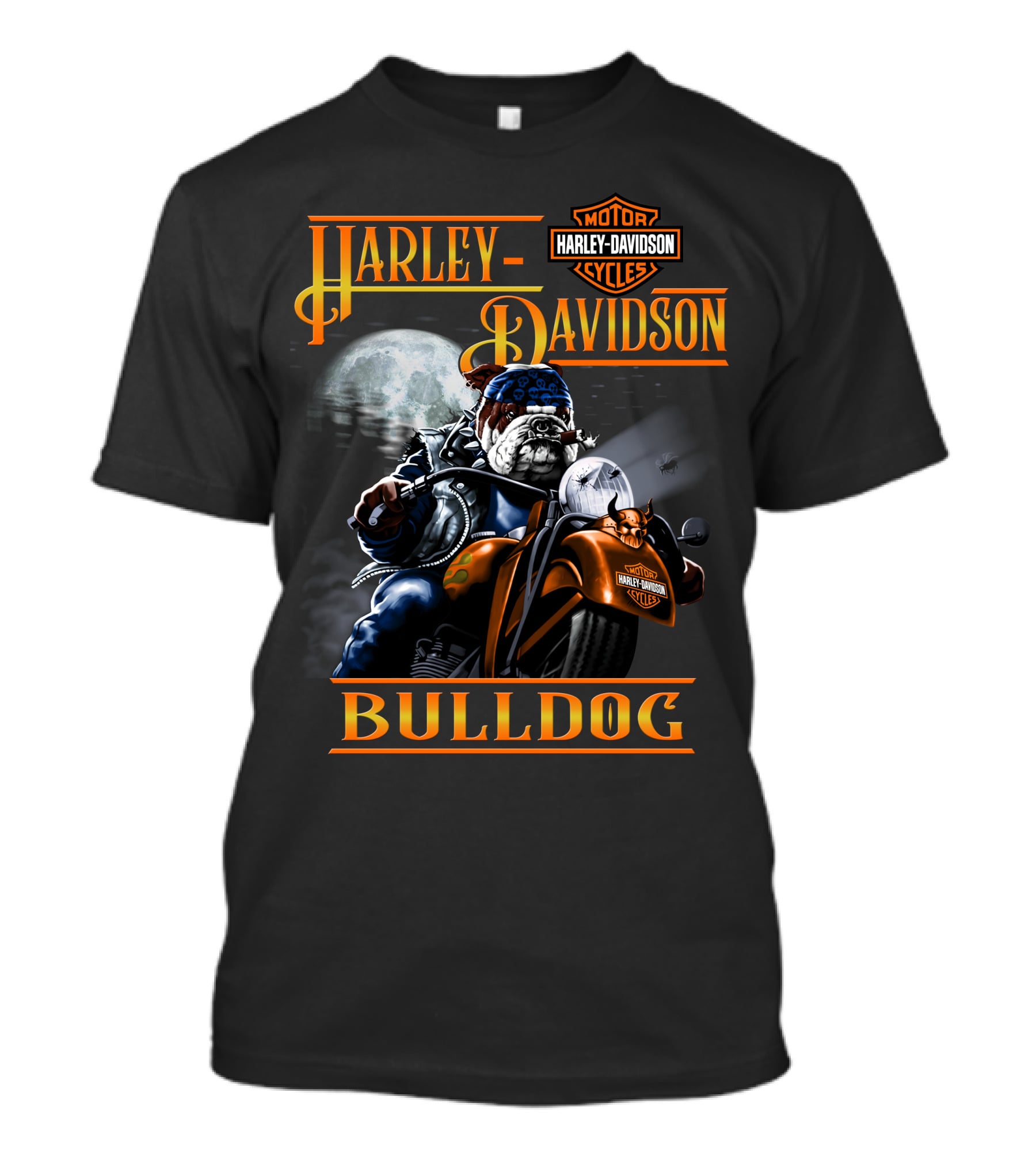 Harley Davidson Bulldog Moonlight Ride T-Shirt