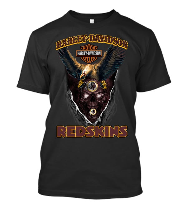 Harley Davidson Motor Cycles Eagle Skull Redskins T-Shirt