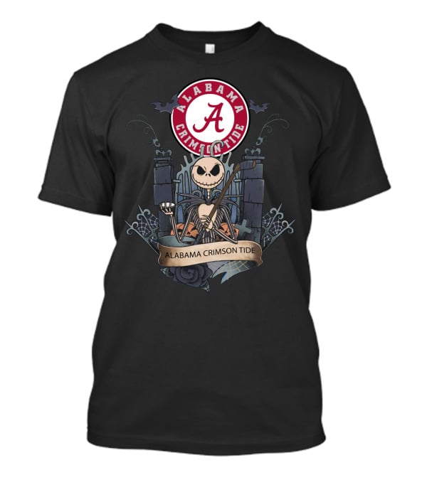 Alabama Crimson Tide Basketball Gothic Style Icon With Skeleton Character T-Shirt