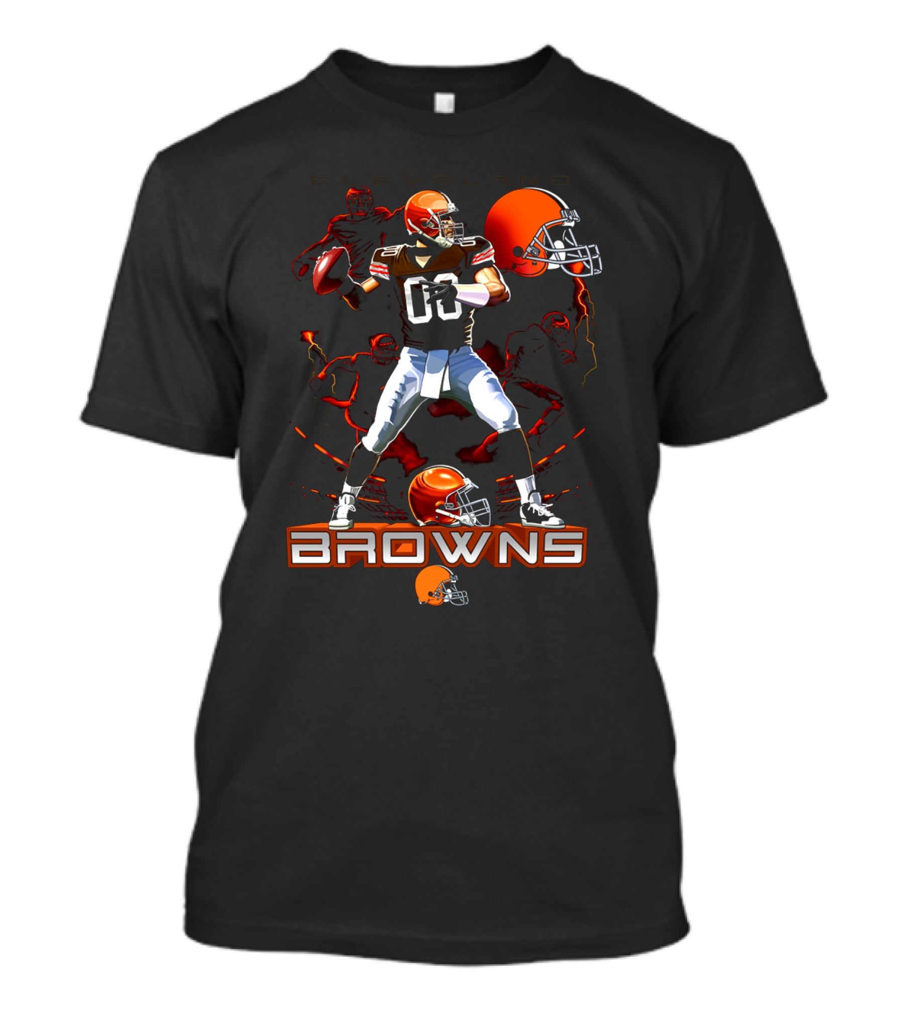 Cleveland Browns Quarterback Football Player With Helmets And Action Poses T-Shirt