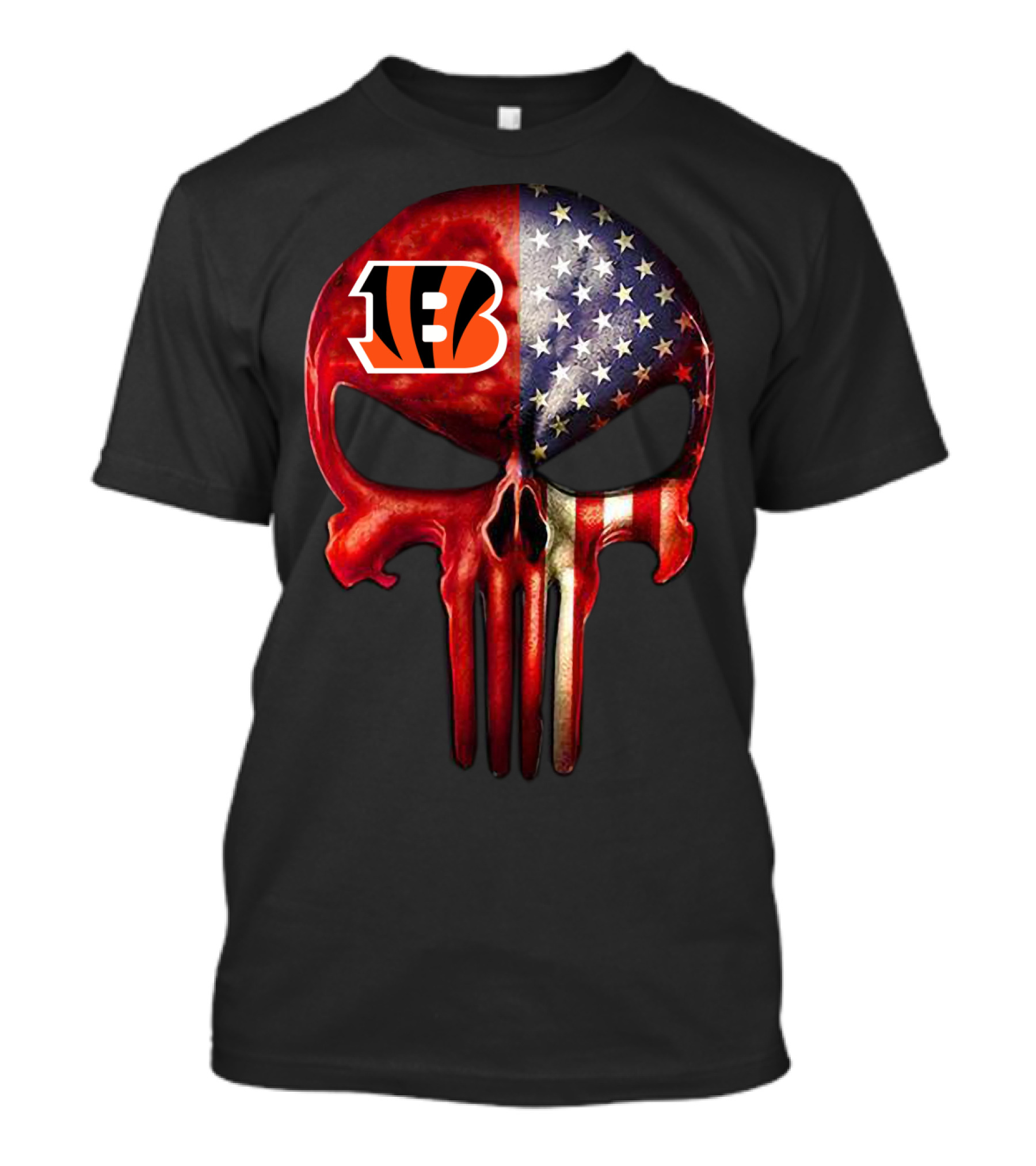 Cincinnati Bengals American Flag Skull For True Fans Only T-Shirt