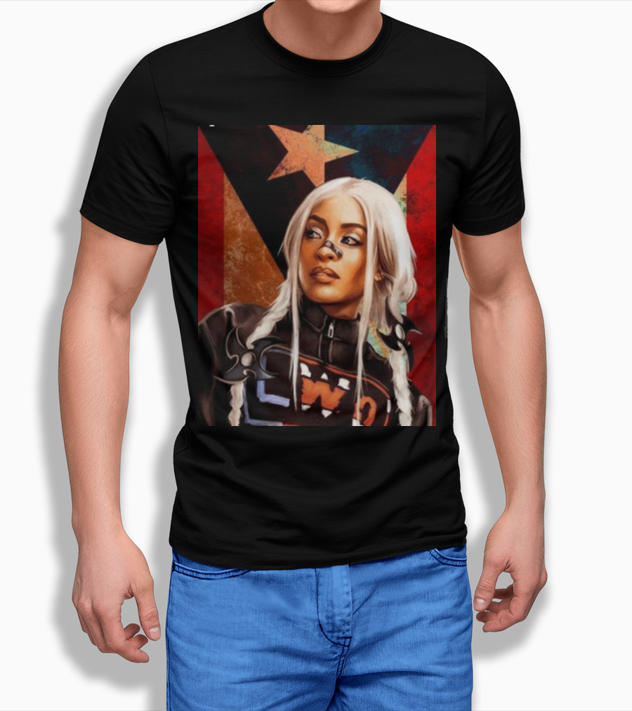 LWO Zelina Vega Fear La Chancla Puerto Rican Flag Background T-Shirt