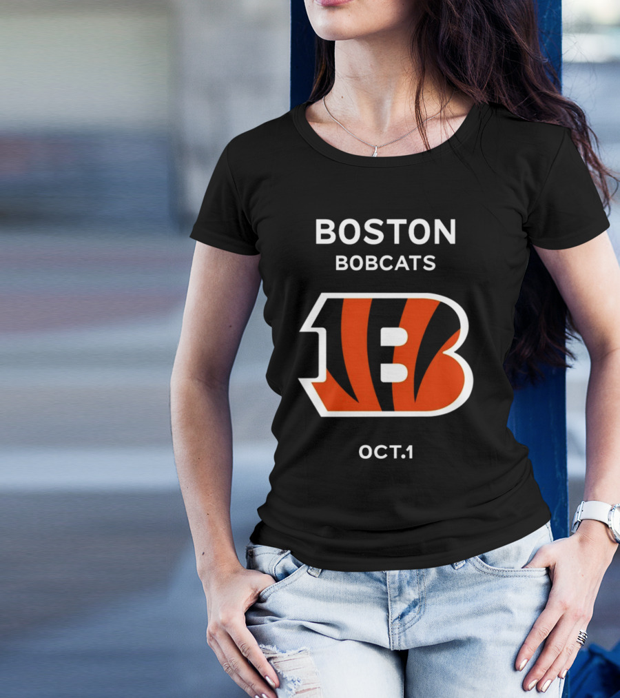Boston Bobcats B Logo Oct 1 Tiger Stripes T-Shirt
