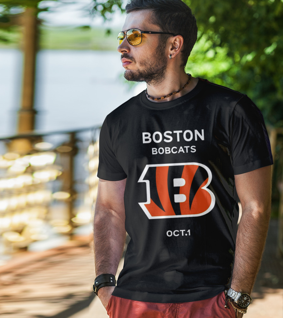 Boston Bobcats B Logo Oct 1 Tiger Stripes T-Shirt