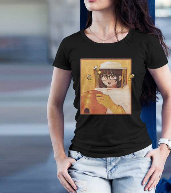 Bizabizow Bee Zabizow Honeycomb Beekeeper Anime Character With Bees And Honeycomb Background T-Shirt