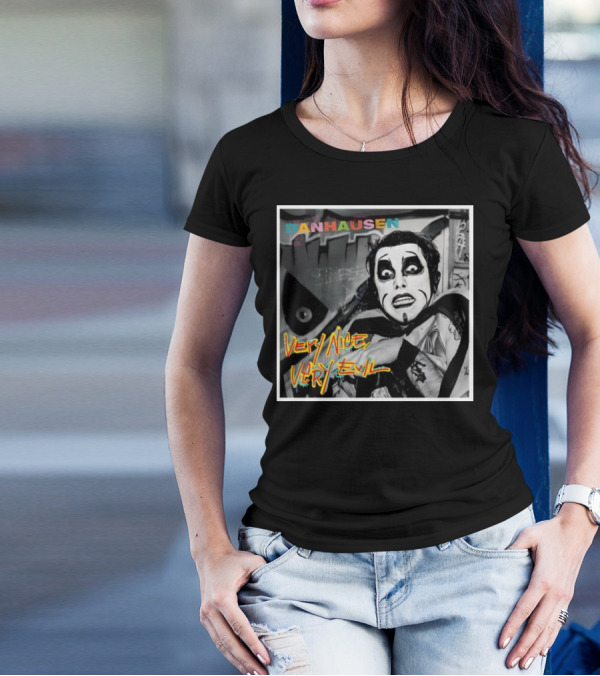 Danhausen Very Nice Very Evil Retro Comic Style Black And White Graffiti Background T-Shirt