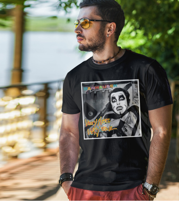 Danhausen Very Nice Very Evil Retro Comic Style Black And White Graffiti Background T-Shirt