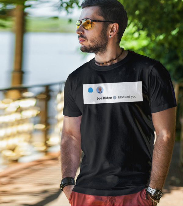 Elon Musk Joe Biden Blocked You Notification Badge Profile T-Shirt