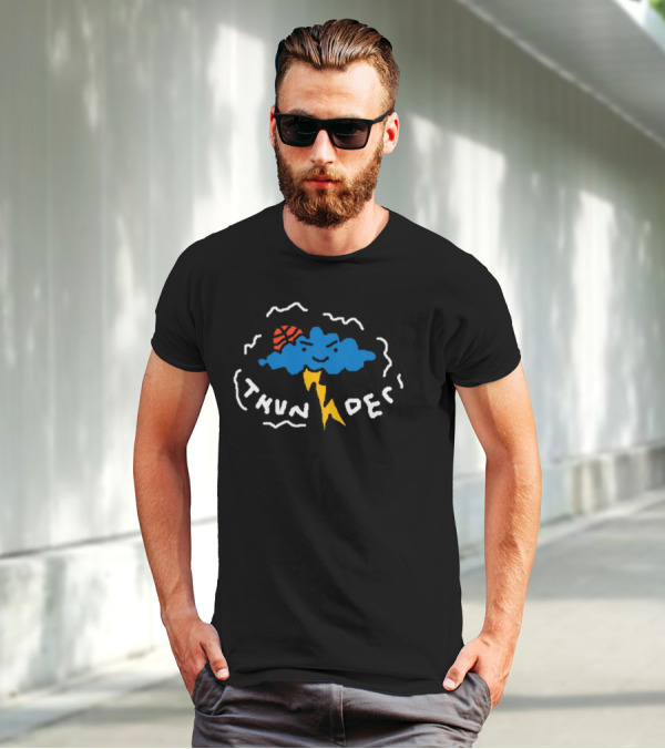 THUNDER Basketball Cloud With Lightning Bolt T-Shirt