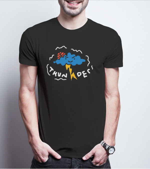 THUNDER Basketball Cloud With Lightning Bolt T-Shirt