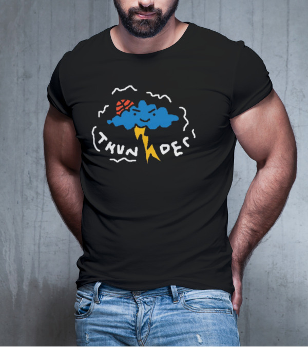 THUNDER Basketball Cloud With Lightning Bolt T-Shirt
